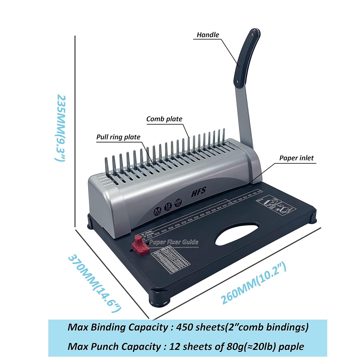 HFS (R) 21 Hole Punch Binding Comb Machine with 10pcs Plastic Binding Combs - Paper Scrapbook for A4