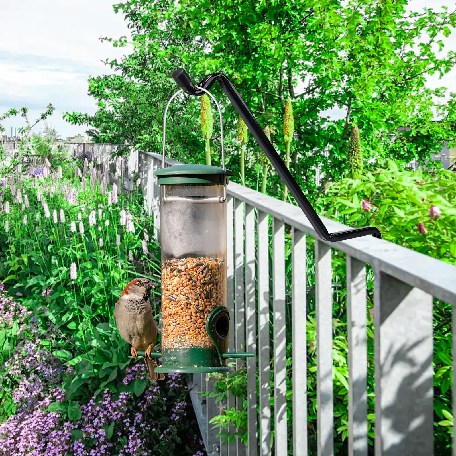 Paquete de 6 ganchos giratorios resistentes para colgar comederos de pájaros, plantas, campanillas de viento, linternas, se adapta a rieles de 2 x 4, 2 x 6 y 2 x 8 6
