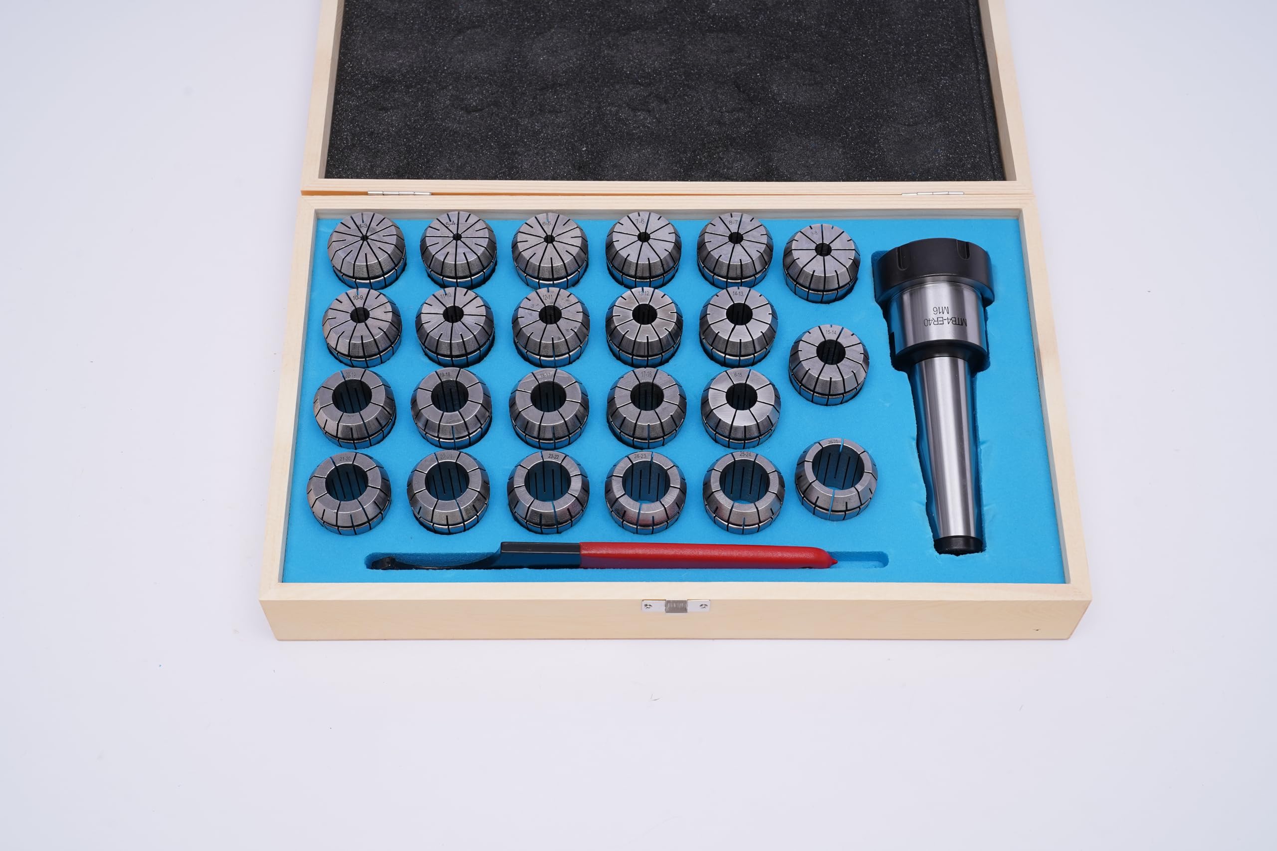Juego de 23 alicates de alta precisión ER40 con alicates MK4/MT4 M16, juego de alicates de sujeción (Ø 4-26 mm) de acero para máquina de grabado CNC fresadora