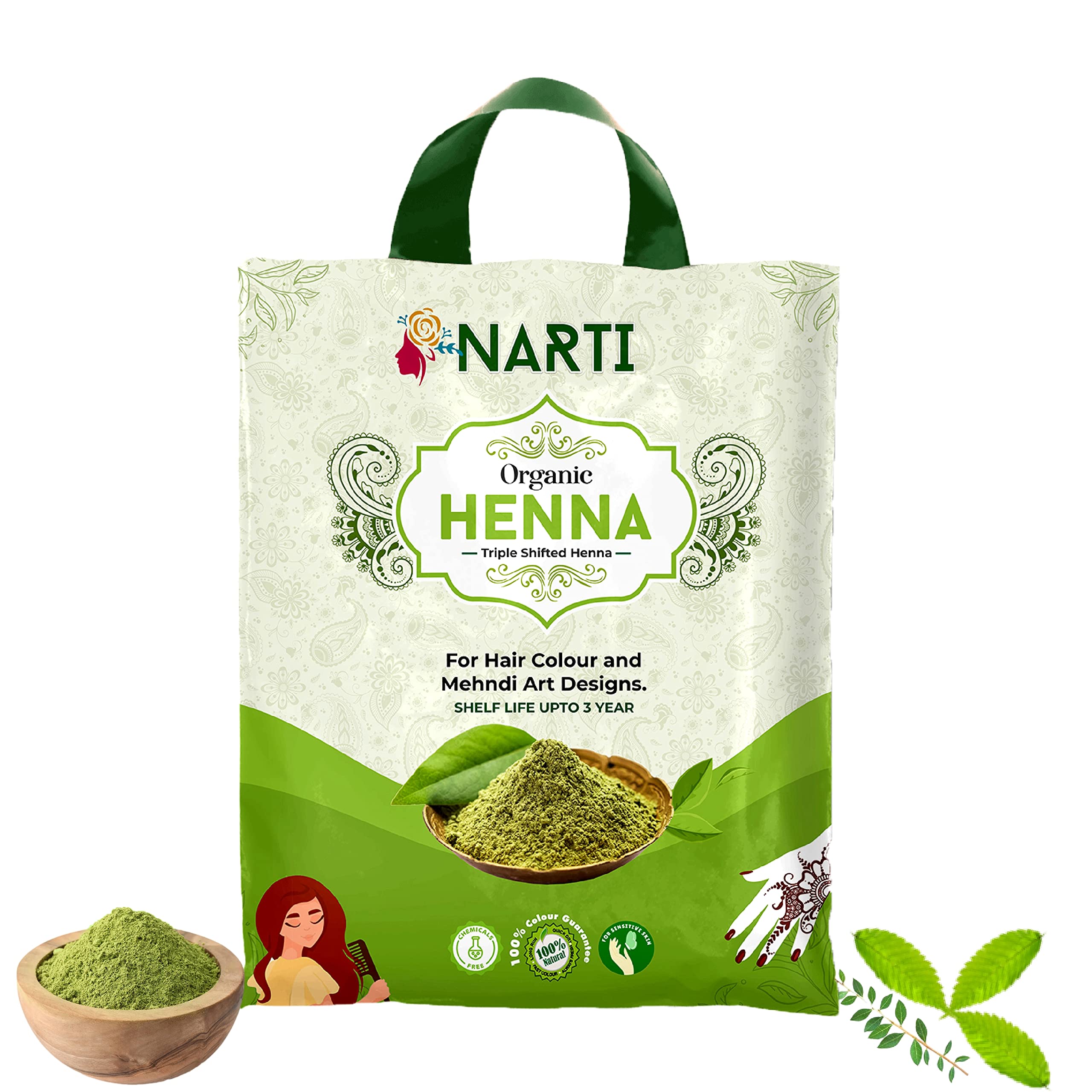 NARTI mehendi henna powder organic for hair growth pack of 1 kg best for natural hair care and colour suitable for wedding heena powder for hair in 1kg pack-picture-51