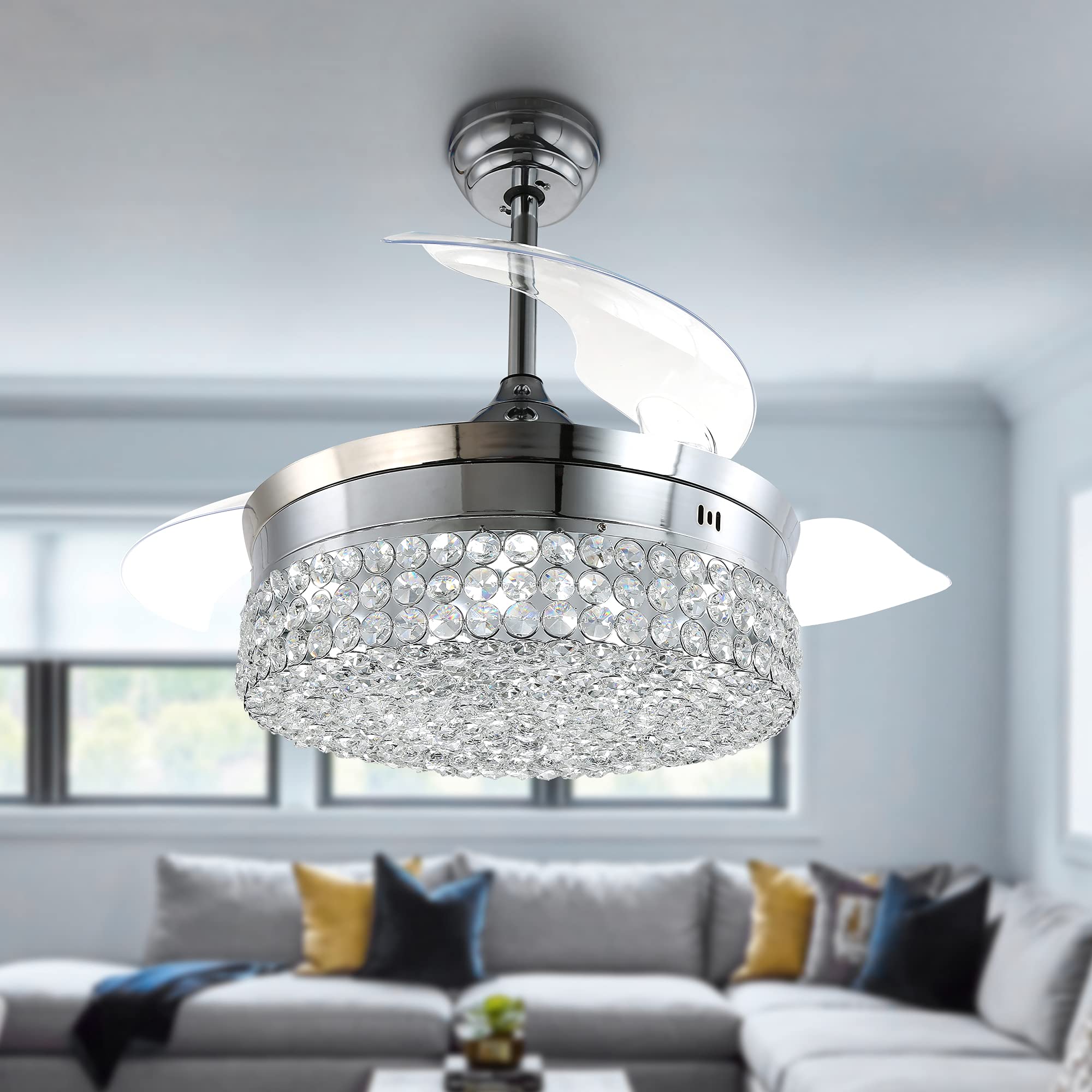 Buy Howell Home Crystal Ceiling Fan with LED Lights and Remote Control