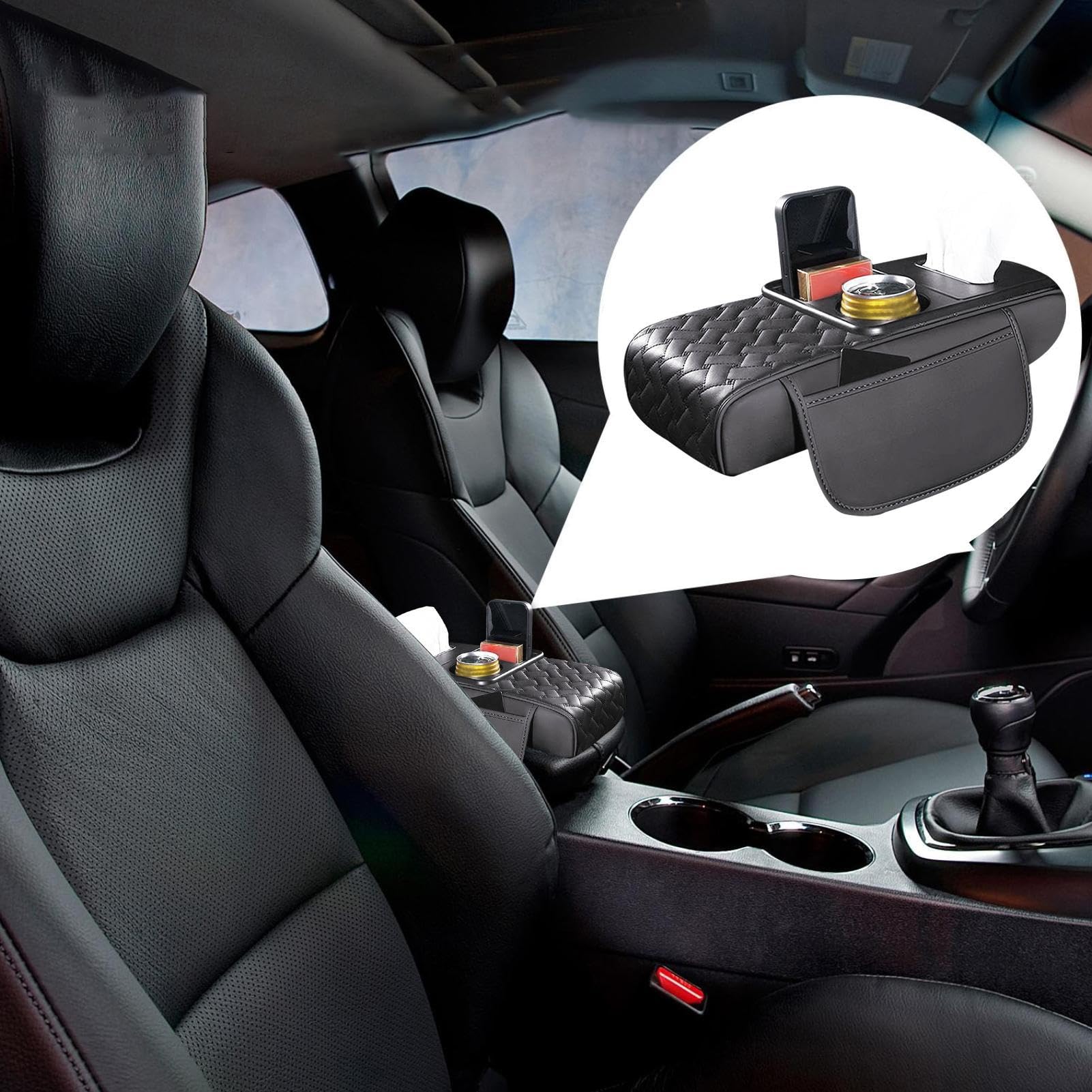 Waterproof Arm Rest Pad - Car Armrest Cover, Multifunctional Vehicle Accessory | Auto Booster Cushion Suitable for Trucks Interior Protection Comfort Support Center Console Organizer Driving Convenien