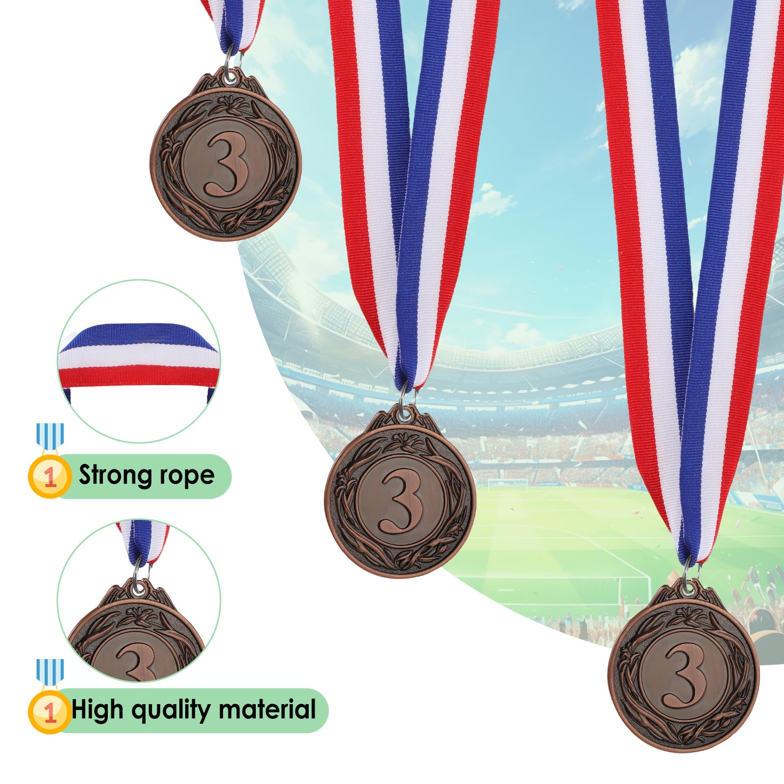 Simpeak 12 Pezzi Medaglie Premiazioni Metallo, Medaglie per Il Primo Vincitore per Campioni Sportivi a Tema Olimpico Bomboniere per Feste Cerimonia Incentivi per Studenti Giochi diurni, 2 Pollici
