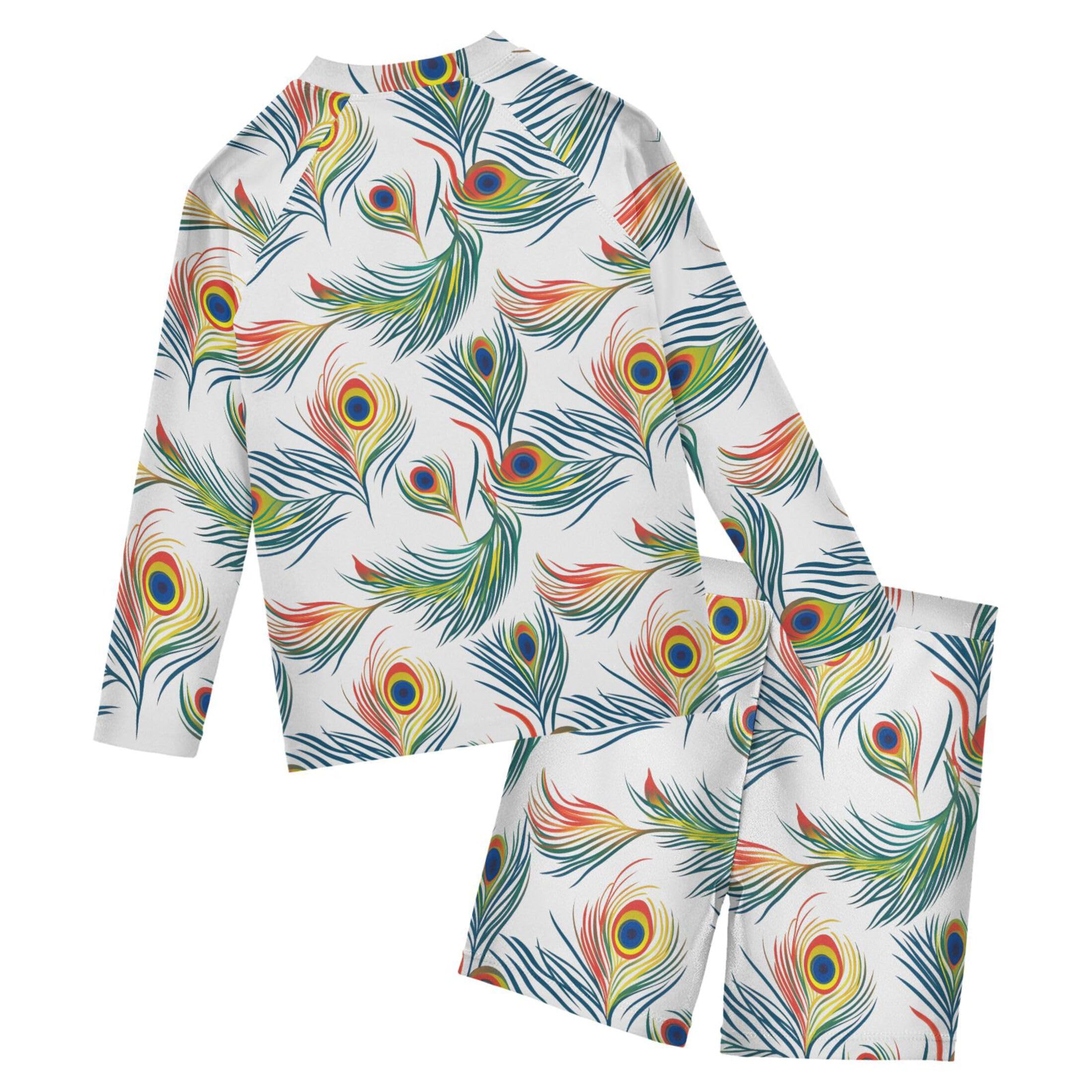 Peacock Feather Toddlers and Baby Boys' Swimsuit Trunk and Rashguard Set B0403438