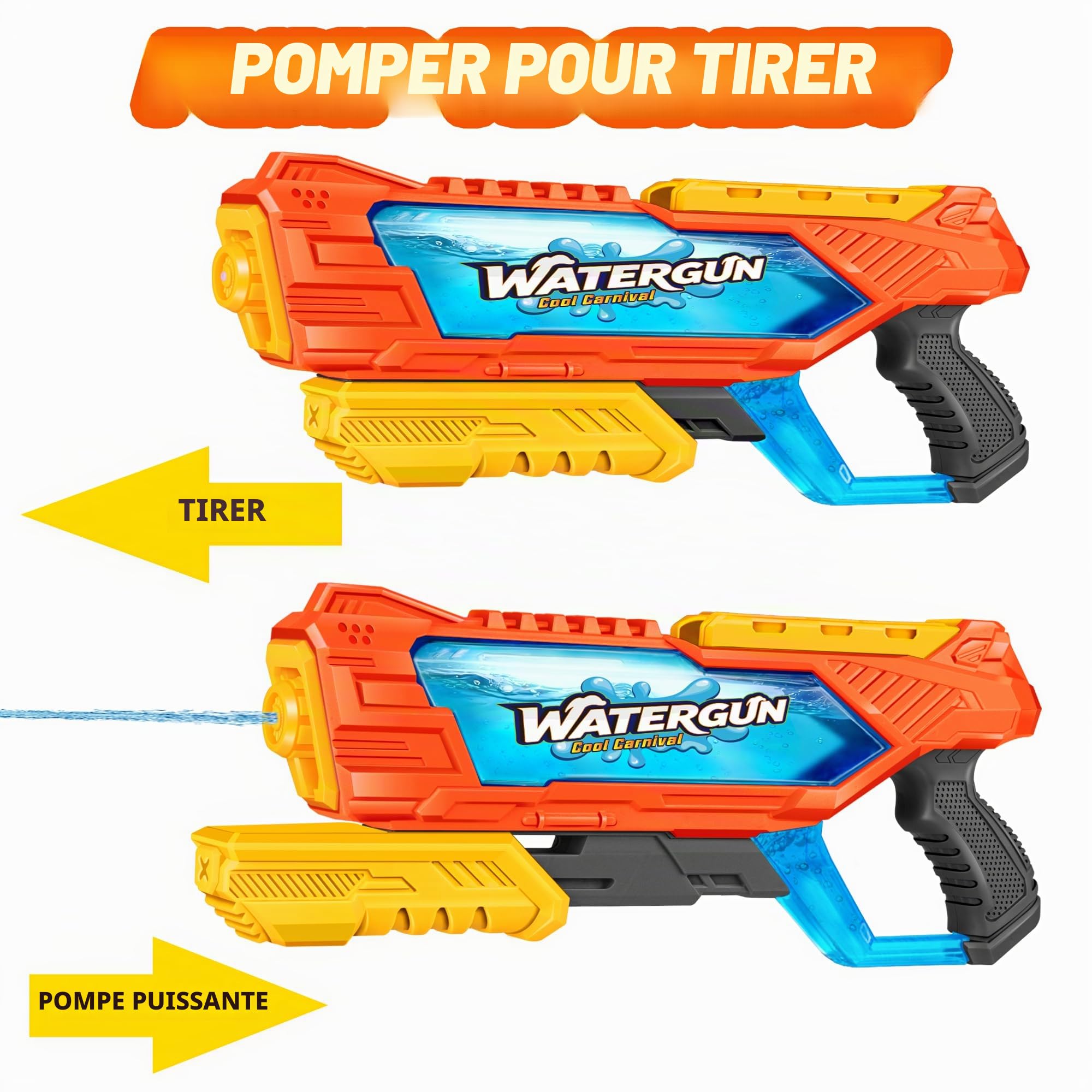 Quanquer 3 Pistolets À Eau De 1000 ML avec Grande Portée pour Enfants Et Adultes, Pistolet À Eau À Remplissage Rapide Jusqu’à 32 Pieds, Cadeau D’été Idéal pour Piscine, Plage Et Batailles D’Eau