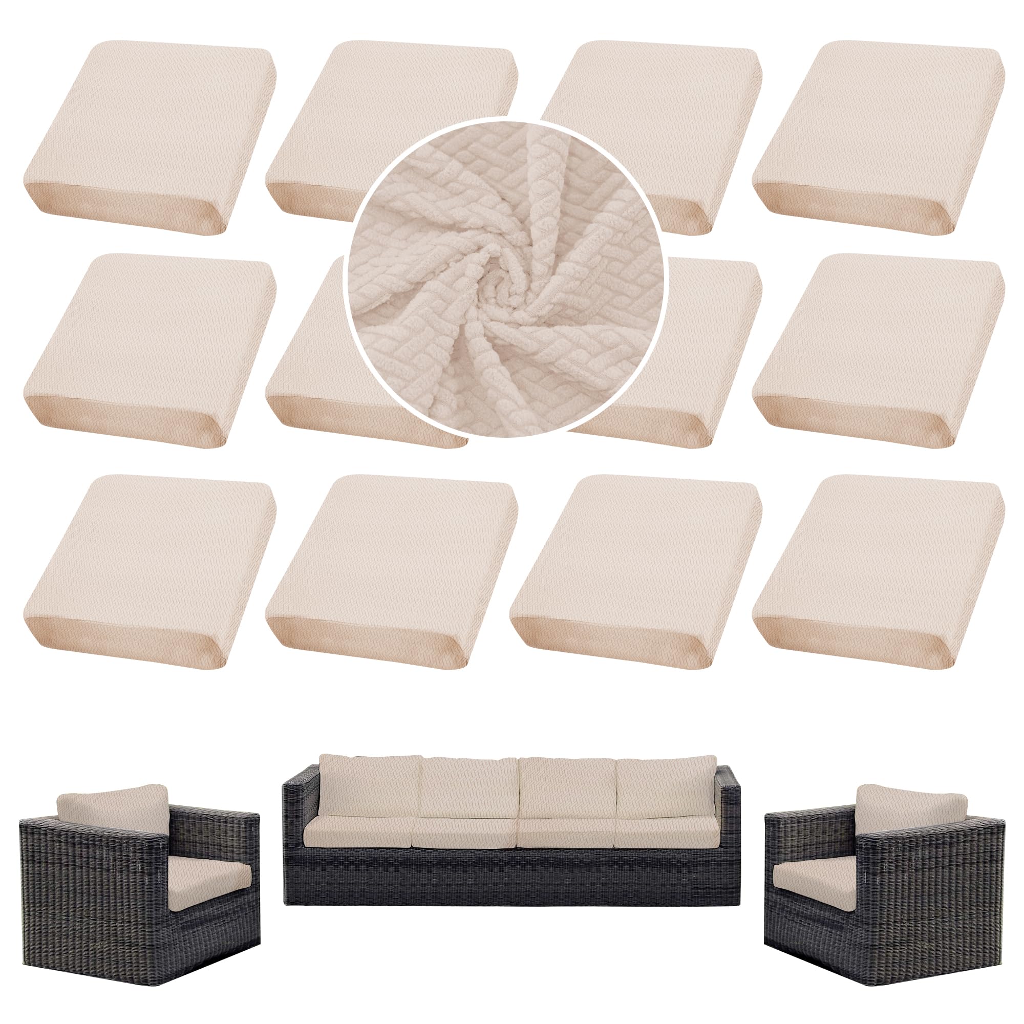 outdoor cushion covers set,12pcs patio furniture couch seat slipcovers, replacement for sofa sectional chair(cover?only)
