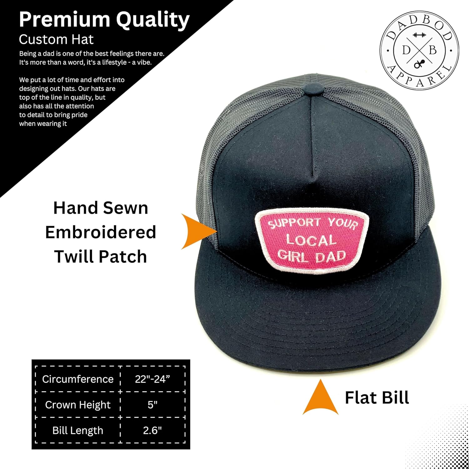 Support Your Local Girl Dad Patch Hat - Premium Snapback Baseball Cap for Men - Image 2