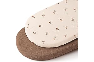 Konssy 2 Pack Muslin Fitted Bassinet Sheets,Changing Basket Pad Cover for Baby Girl Boy