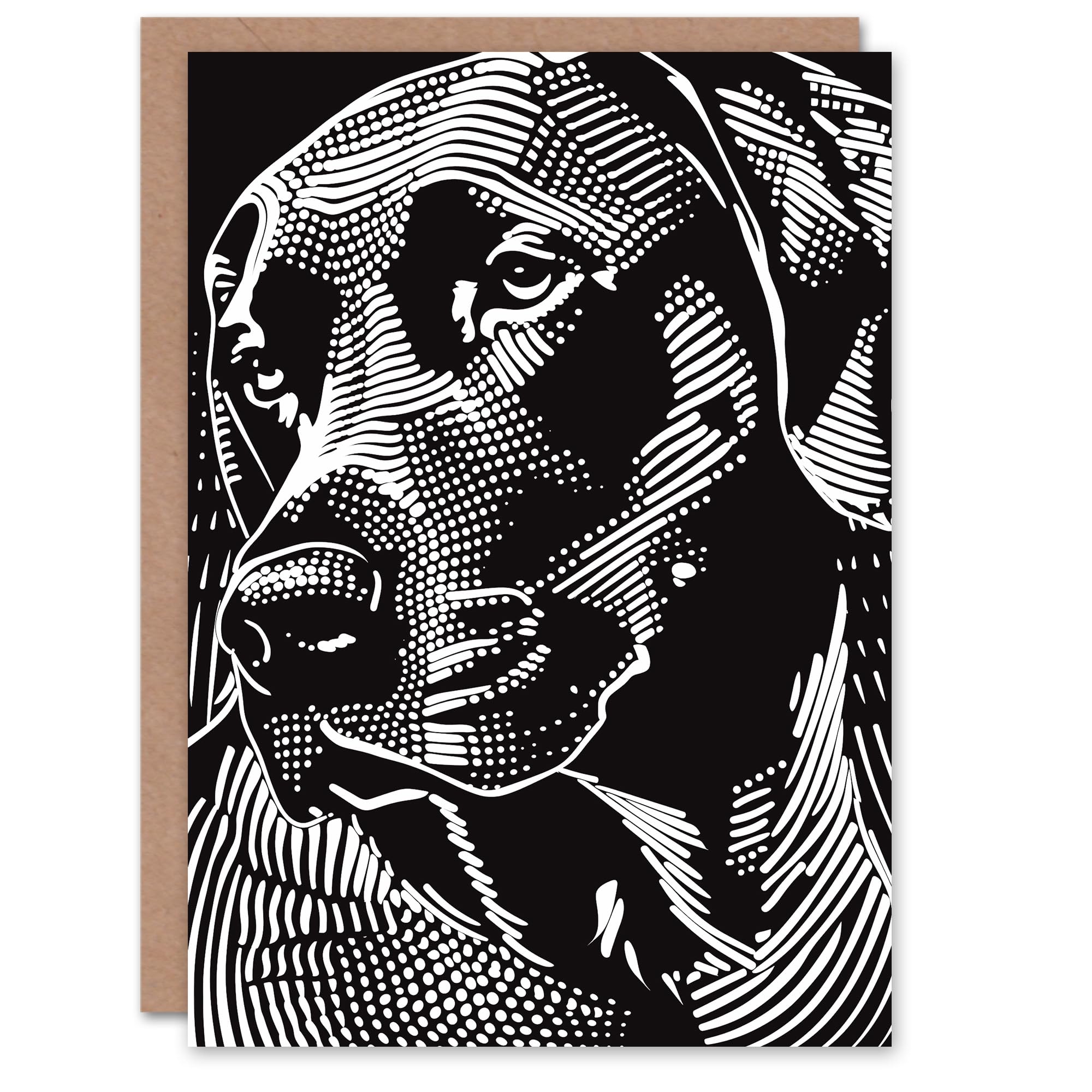 Artery8 Birthday Card Black White Labrador Retriever Dog Lover Artistic Blank Arty Art All Occasion Greeting Card