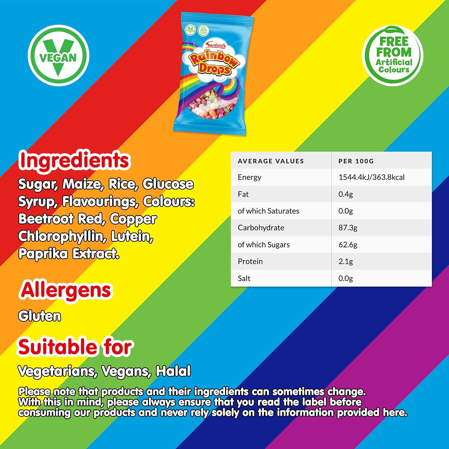 Swizzels Large Bags Rainbow Drops Box Of 24