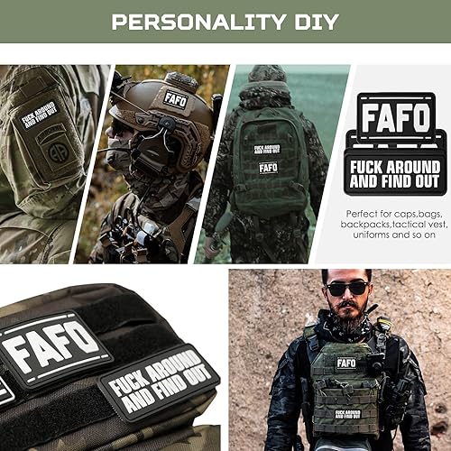 Miniatura 3 de FAFO Parche de PVC  2 piezas de parches para follar y averiguar, divertido parche táctico, parche de gancho y bucle de moral militar para mochilas,