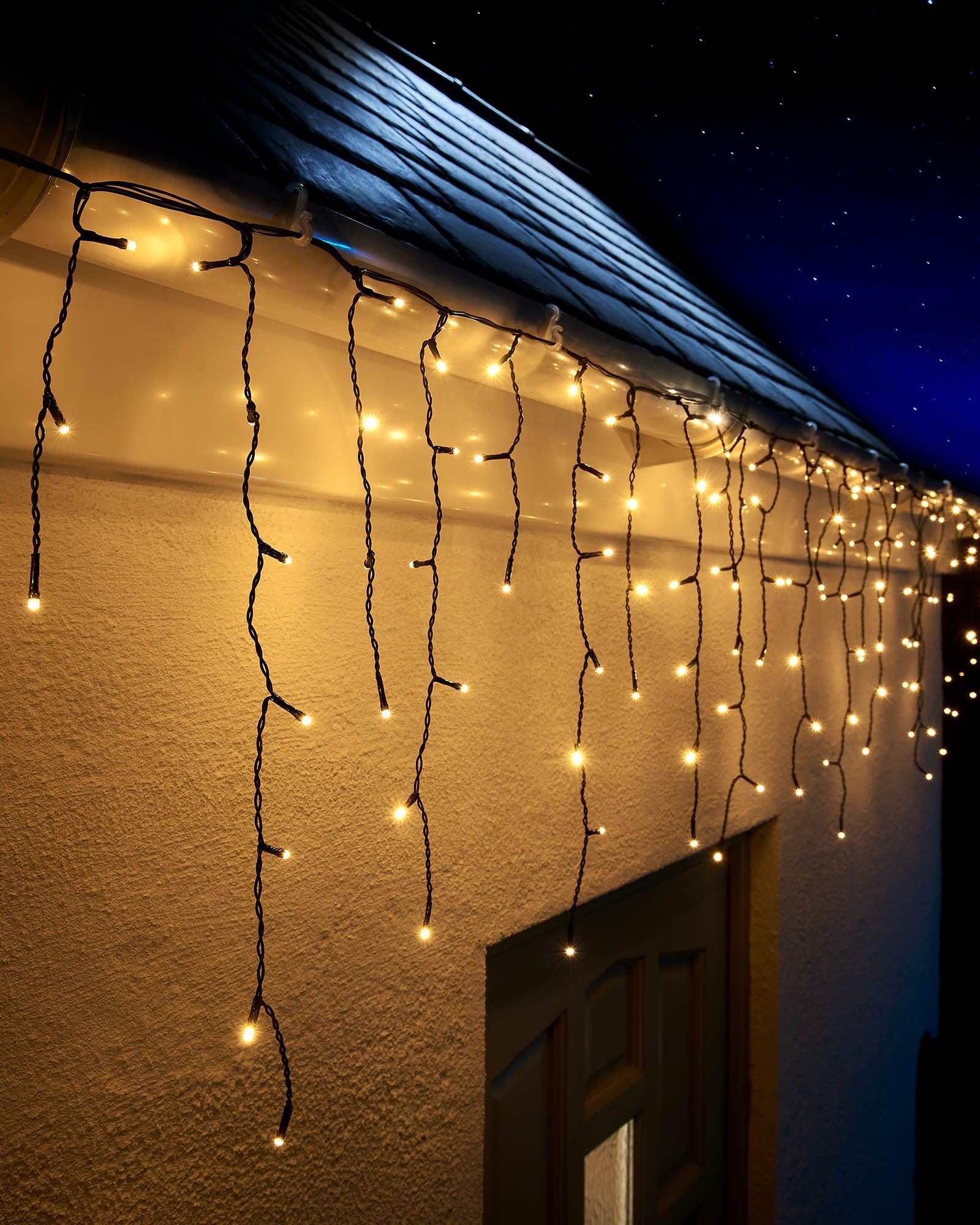 WeRChristmas LED Icicle Lights, Black Cable