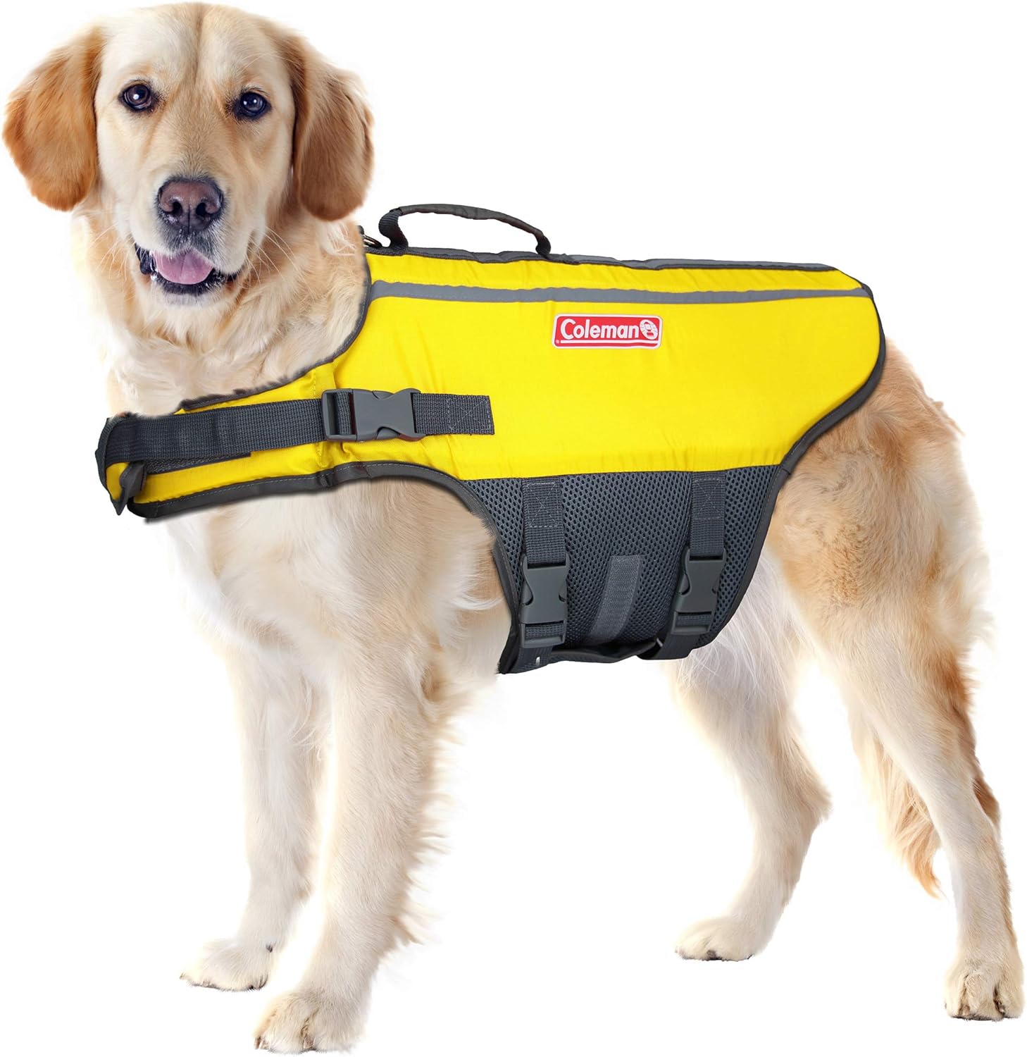 Coleman High Visibility Lifejacket for Small to Large Dogs, Yellow, Size Medium / 5" x 16" x 3"'