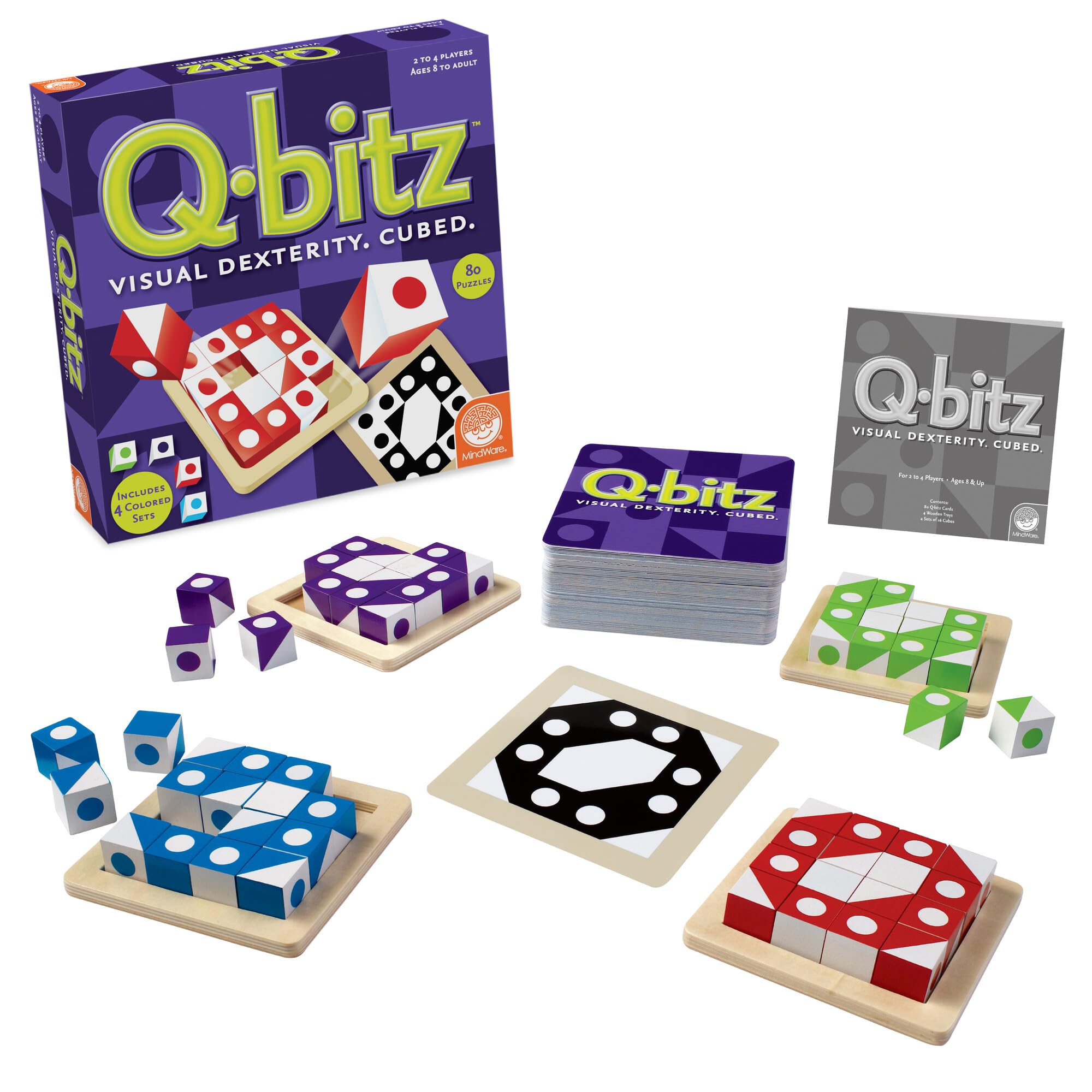 Mindware Q-Bitz Pattern Matching Fun Board Games for Family Game Night | Ages 8 and up 2-4 Players
