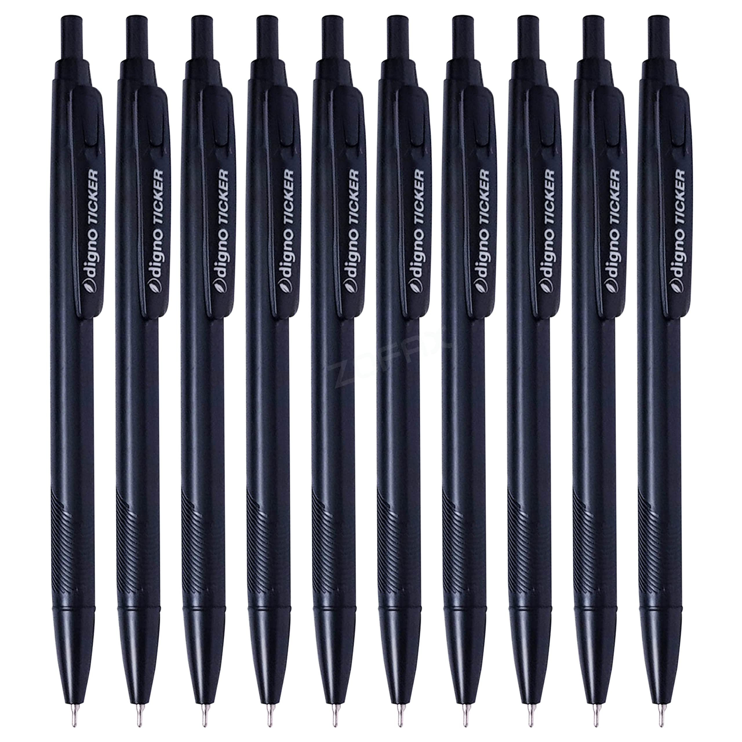 TickerTRP Retractable Ballpoint Pens, BLACK, Fine Point (0.7mm), Pack of 50, Click Ball Pens, Comfort Grip, Perfect for School Home Office Use, iZOFAX