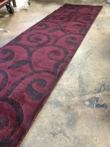 Miniatura 4 de Americana Alfombra moderna para corredor, diseño burdeos 154 (2 pies x 7 pies 3 pulgadas)