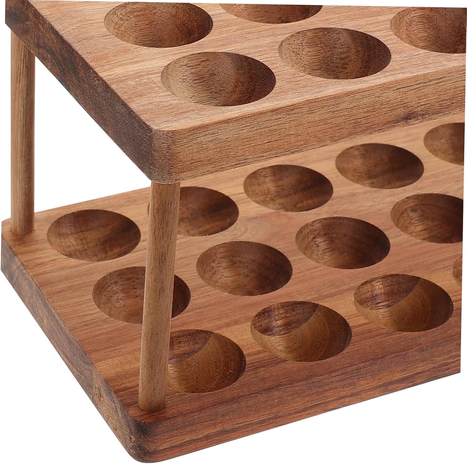 VOSAREA Double Layer Wooden Storage Rack for Fresh Eggs Stylish Kitchen Countertop Holder Space-saving Design