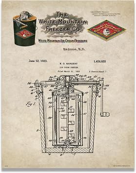 Ice Cream Museum Patent Poster Art Print 11x14 Vintage Scoop Parlor Sign Cones Sales Equipment Wall Decor Pictures