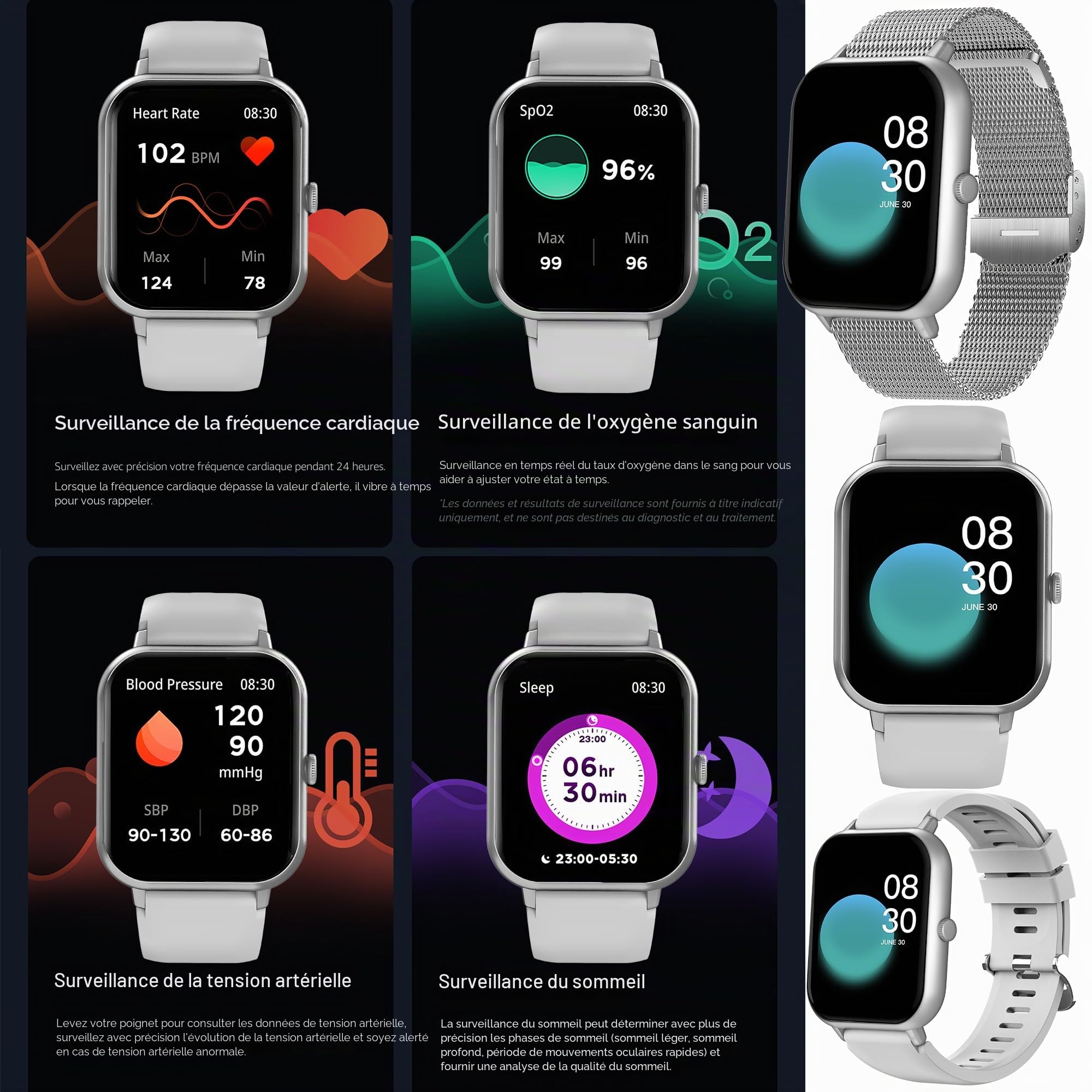 Montre Connectée Femme, 1.83" Smartwatch avec Appel Bluetooth 5.1/Numérotation, 123 Modes Sportifs, Cardiofrequencemètre, Podometre Moniteur de Sommeil, 5ATM Fitness Tracker pour Android iOS (Argent)