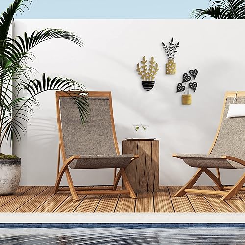 Miniatura 10 de Americanflat Juego de decoración de pared de tres plantas de metal, plantas de 6.25 x 10 pulgadas como decoración de pared de metal para exteriores,