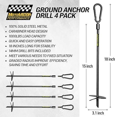 Miniatura 5 de Anclajes de suelo resistentes de 18 pulgadas (1000 libras), anclajes de columpio forjados de acero de tungsteno, diseño de mosquetón desmontable,