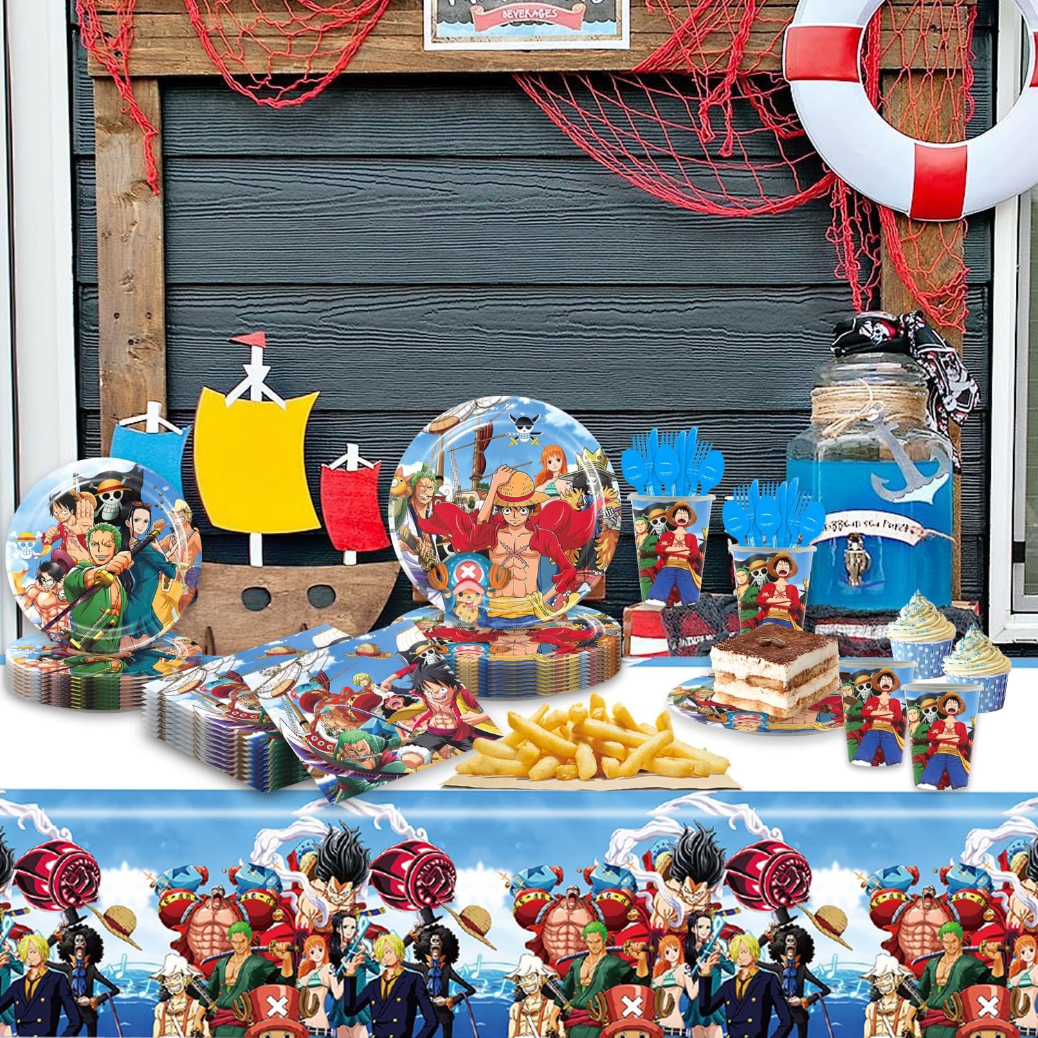 141pcs One Piece Birthday Tableware Decorations Party Plates Cups Soccer Theme Napkins One Piece Party Decoration