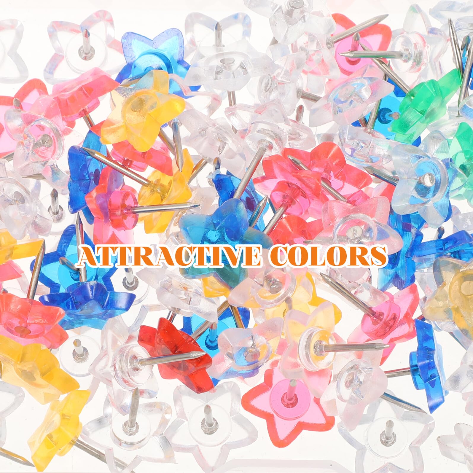 Housoutil 500 Piezas Chinchetas Estrella Transparente Coloridas Reutilizables para Tableros Corcho Oficina y