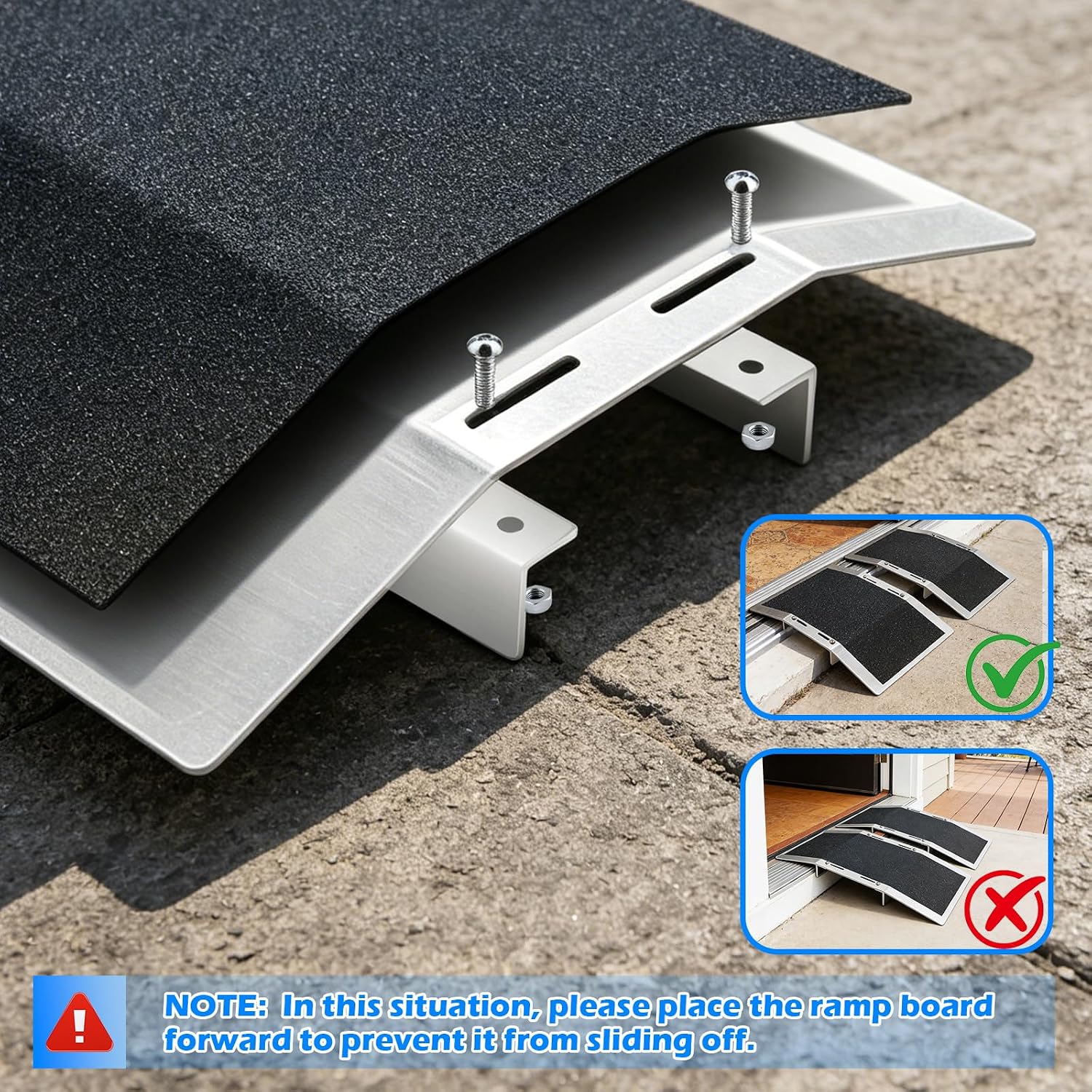 2pcs 12" L×1.6" H Adjustable Bridge Threshold Ramp for Doorways