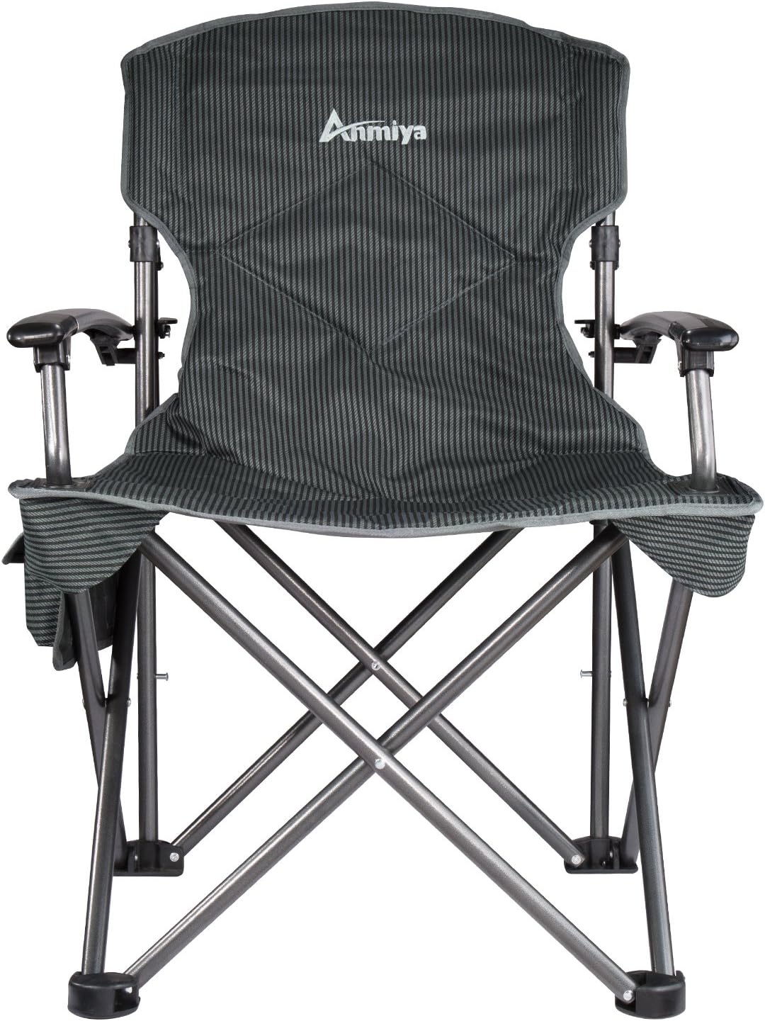 Anmiya Oversize Quad Padded Folding Camping Chair with Deluxe Armrest and Portable Carry Bag