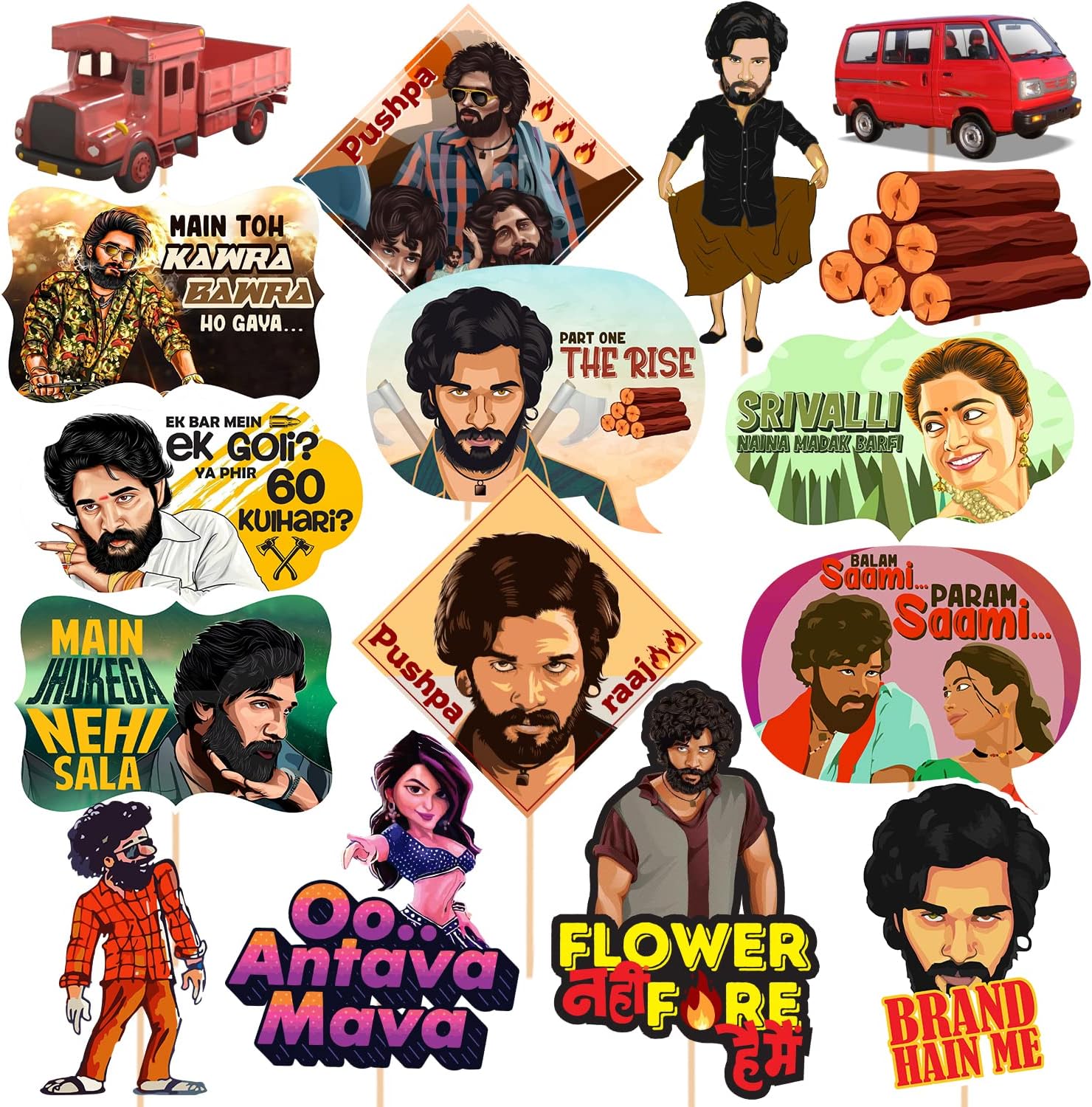 Bollywood Movie Theme Photo Booth Props 16 Pieces Trending Movie Photo Props,Funny Birthday Photo Booth Props