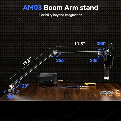Miniatura 5 de TOMLOV Soporte de microscopio digital de brazo flexible AM03, soporte voladizo más nuevo, soporte de suspensión mejorada brazo de tijera flexible