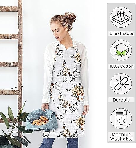 Miniatura 4 de RUVANTI Delantales para mujer con bolsillos, se adapta hasta XXL, bonitos delantales para cocina, cocina, servidor, peluquería, delantal de chef,