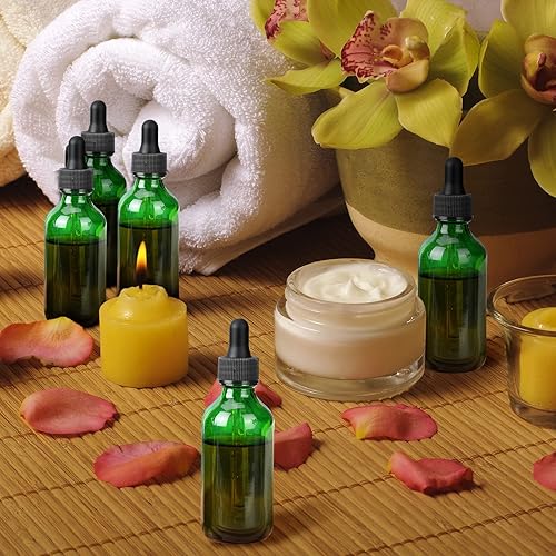 Miniatura 6 de Epakh Paquete de 100 botellas con cuentagotas de vidrio, viales de tintura de 2 onzas con cuentagotas para aceites esenciales, líquidos, botellas de