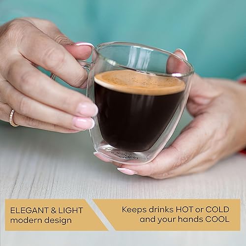 Miniatura 2 de Juego de 2 tazas de vidrio espresso de doble pared, vasos aislados de doble pared de 5.4 onzas, taza de café de borosilicato transparente
