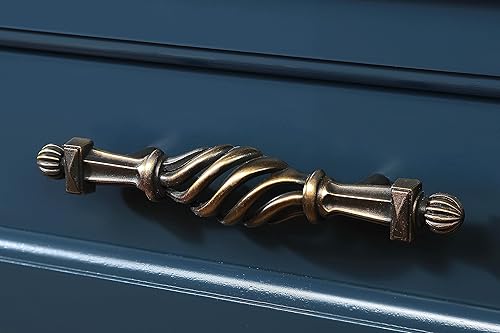 Miniatura 9 de Mesa de sofá consola de 42 pulgadas con 2 cajones de almacenamiento y estantes de 2 niveles, aparador de madera maciza con aspecto de madera y asas