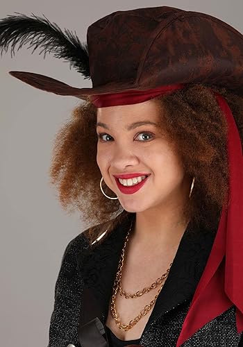 Vista 5 de Disfraz de pirata sin miedo para mujer, traje de pirata bucanero con sombrero para Halloween, cosplay y fiestas temáticas