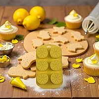 Vista 6 de Moldes de silicona en forma de fruta, molde de fondant de limón 3D, molde de chocolate para hornear, galletas, azúcar, para pastel, magdalena