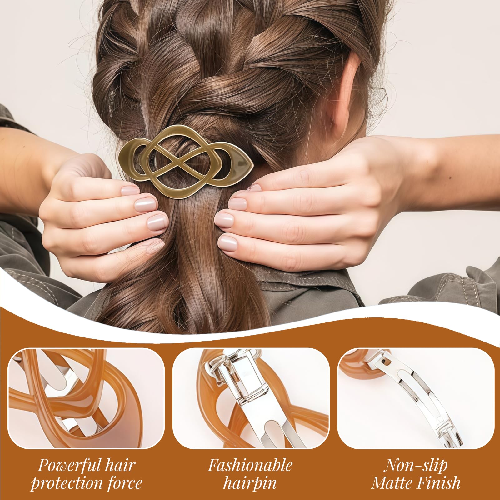 AstraGlam 4Pcs Glossy French Hair Clips for Women - Image 3