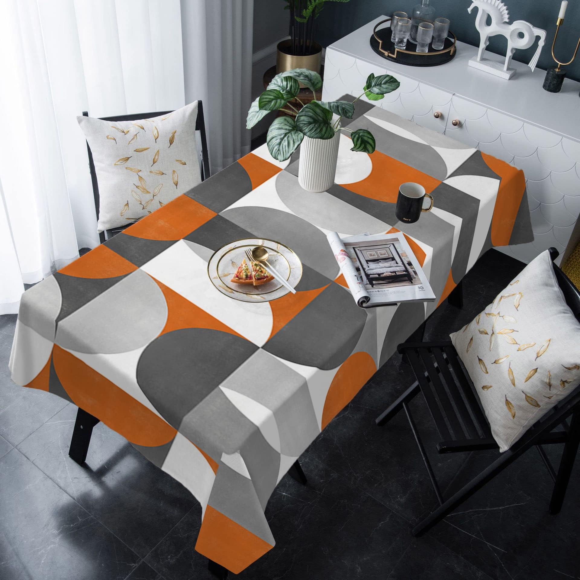 Tablecloth Rectangle Table Cloths 54 x 108, Middle Ages Geometric Tablecloths Waterproof Tablecloth Outdoor Table Cloth Table Cover Kitchen Dinning Tabletop Ombre Modern Circle