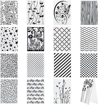 Hedume 16 Pieces Embossing Folders, 5.9" x 4.1" Embossing Machine Template Paper Card Folder, Classic Style Plastic Template Cards for Card Making, DIY Flower Scrapbook, Photo Album, Craft Decoration