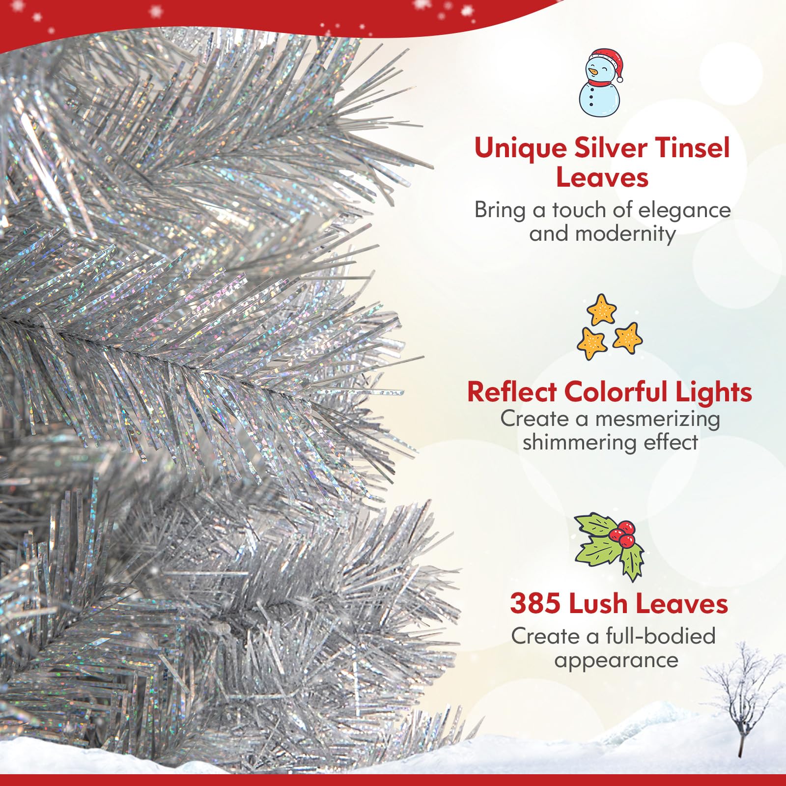 Klappbarer Weihnachtsbaum mit Astspitzen, warmweißen LED(5FT)