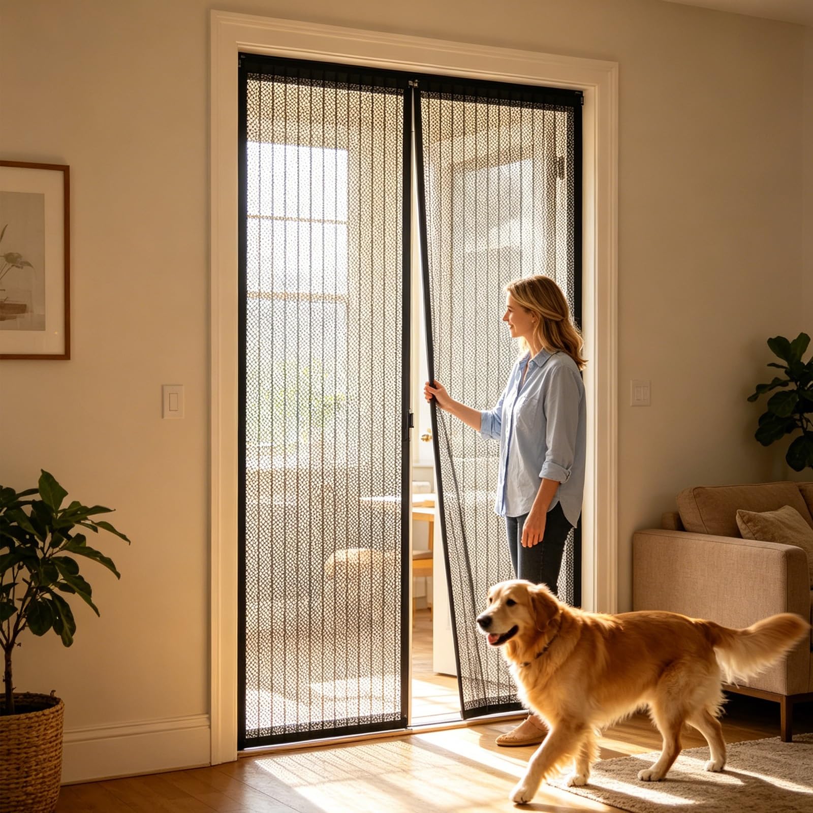 Moustiquaire porte fenêtre 175x178 anti moustique automatique sans percer