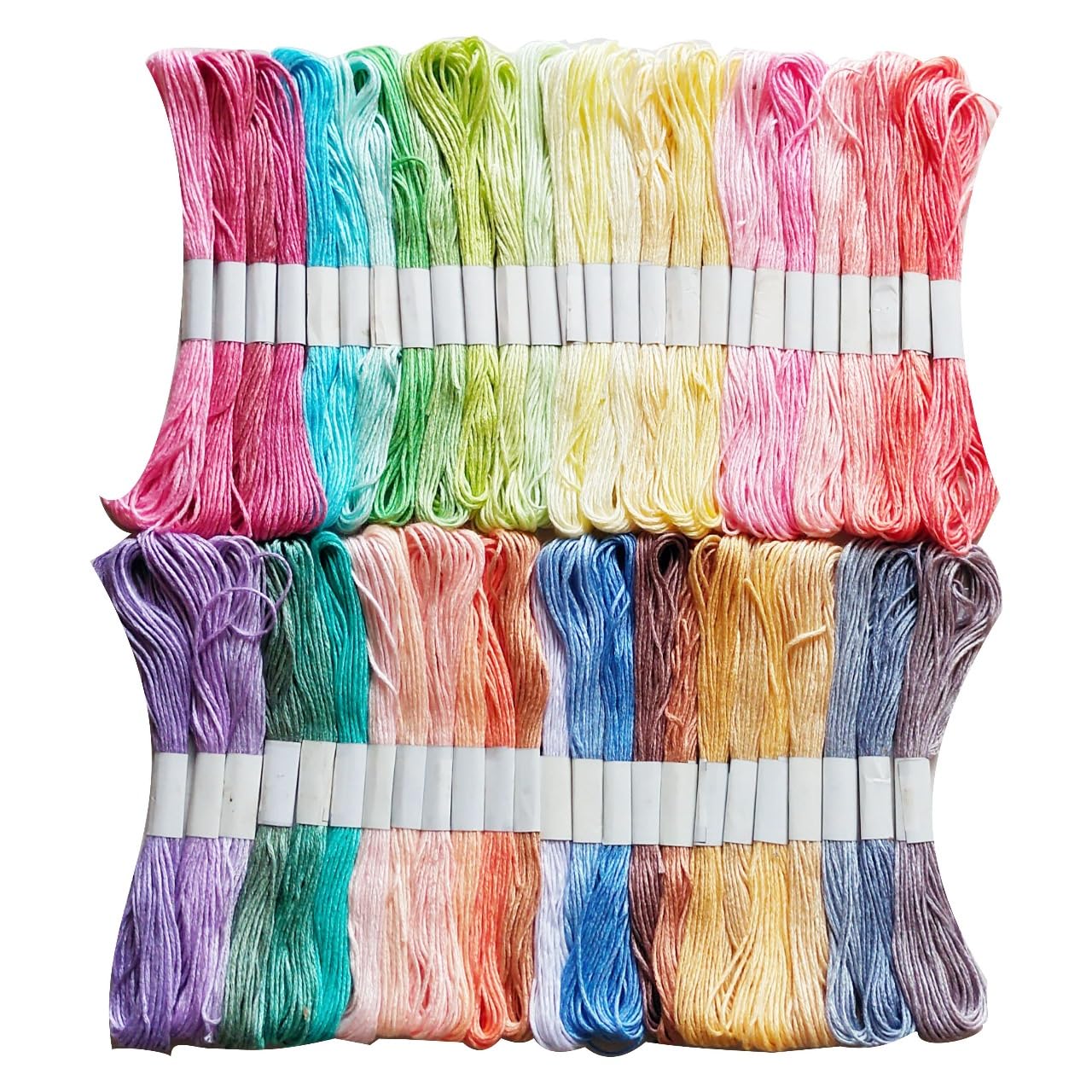 Pack of 50 Cotton Embroidery Thread Skeins Floss for Hand Embroidery, Friendship Bracelets, Art and Crafts and Other Decorative Purpose 7.5 Mtr 6 Ply Light Shade Family Tone