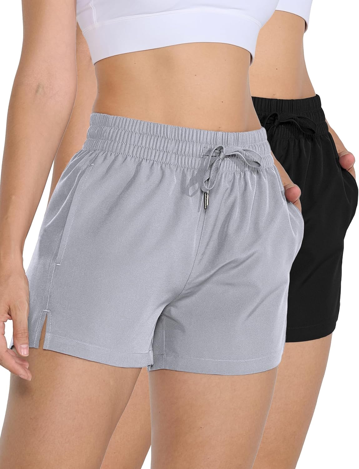2 Pack 3″ Womens Athletic Shorts Basic Running Shorts Lightweight Quick Dry Gym Workout Shorts with Pockets