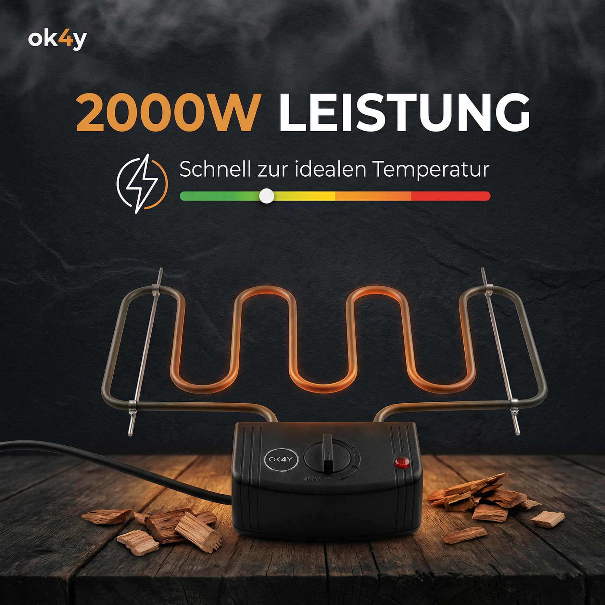 Stufa elettrica professionale 2000 W – Spirale riscaldante per affumicatore e affumicatore, serpente di riscaldamento universale per modelli di altri produttori, elettrico, regolabile in modo