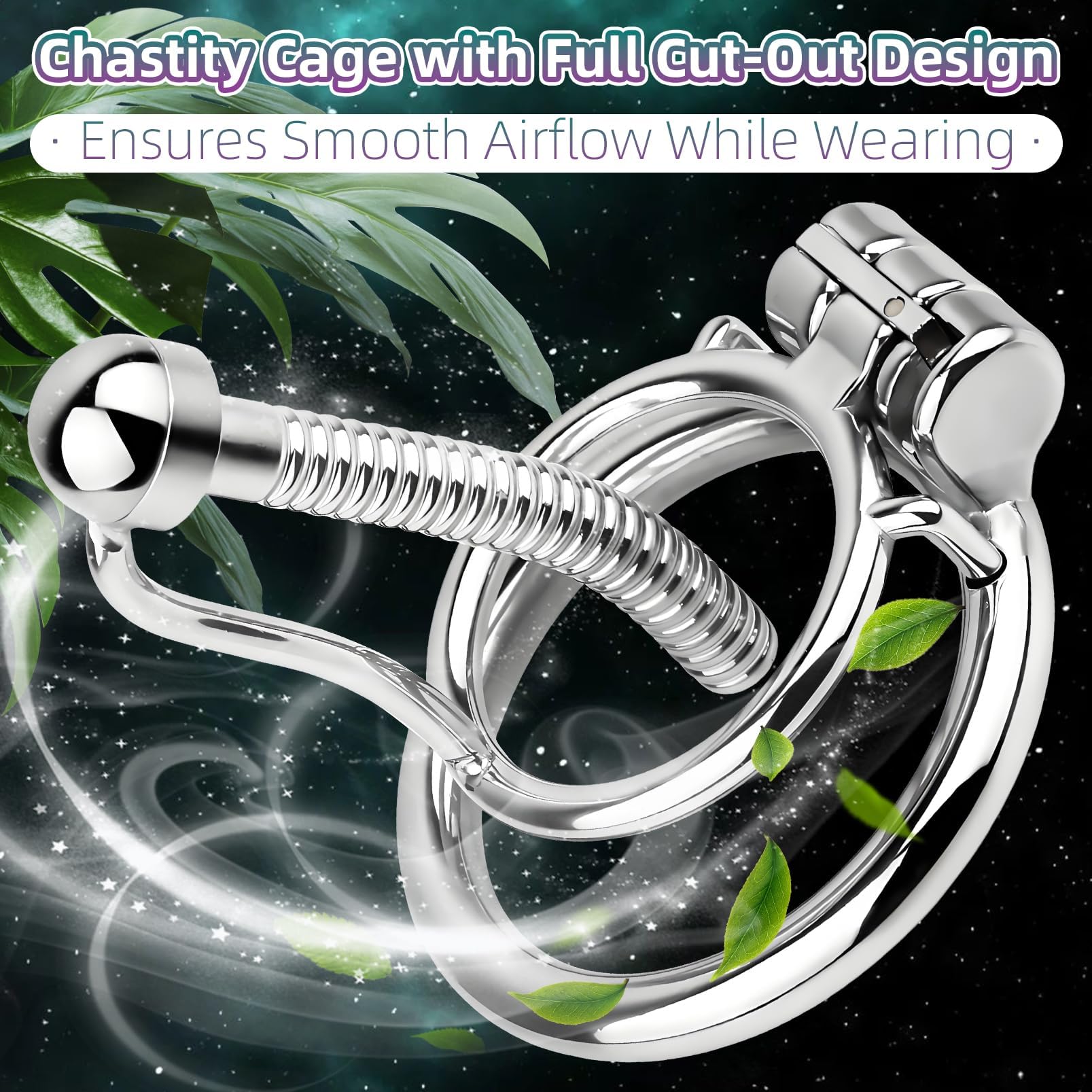 Gabbia di castità con tappo uretrale, gabbia di castità in acciaio inox con anello di bloccaggio per uomini, traspirante e impermeabile, tubo cavo per una facile minzione (40mm,1)