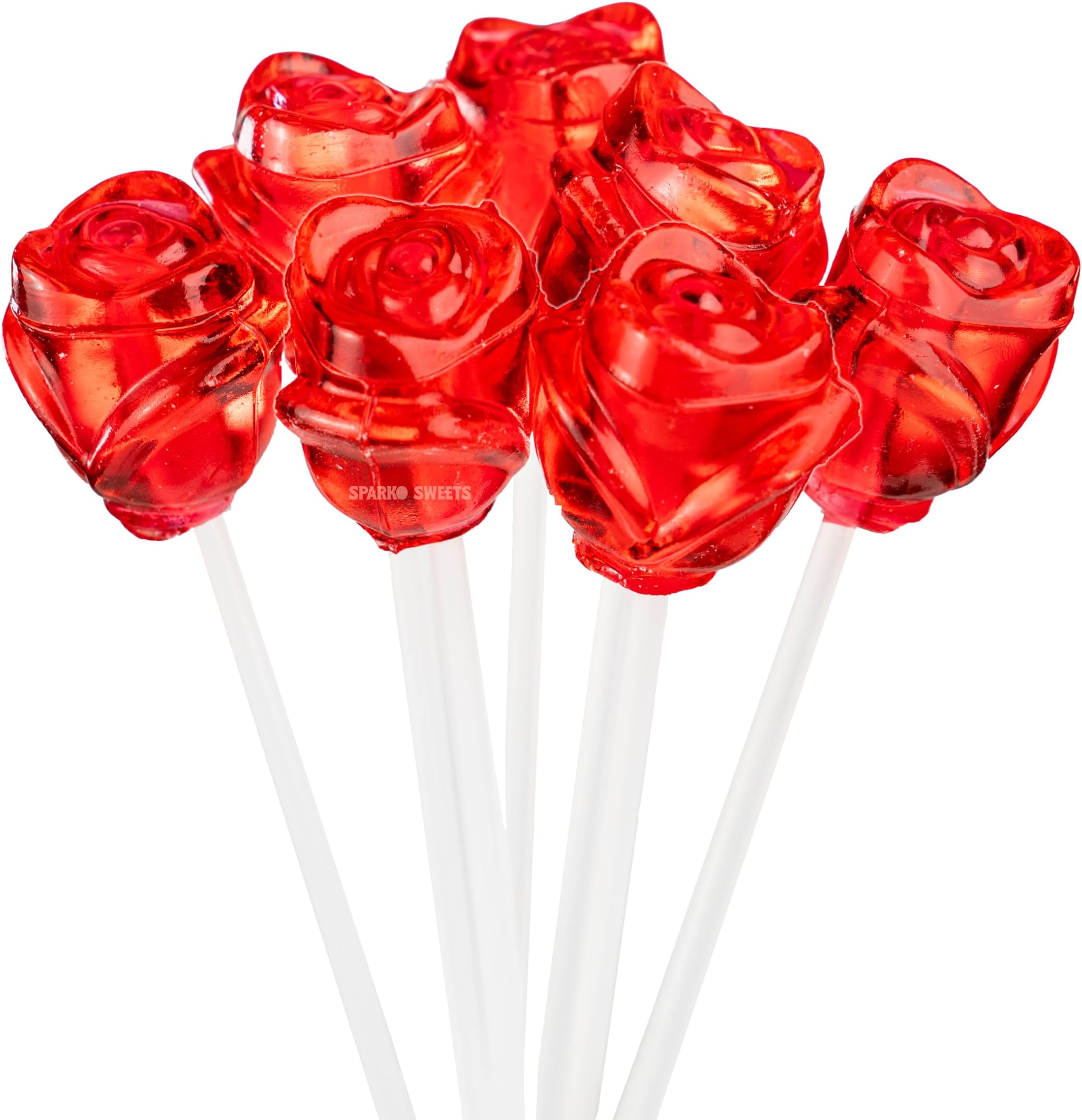 - Sparko Sweets Twinkle Pops Lollipop, Red Rose 3D Shape (Pack of 90 Lollipops), 11 inch Long Lollipop, Handcrafted in USA, Cherry Flavor, 5 lbs, Ideal for Valentines Day and Weddings