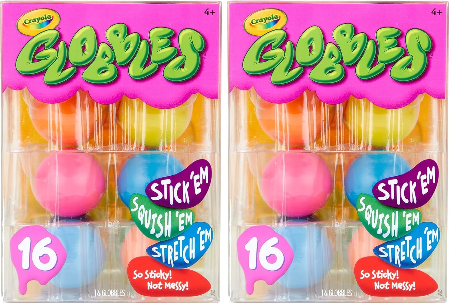 Crayola Globbles Squish Toys (16ct), Christmas Stocking Stuffers & White Elephant Gifts, Sticky Stress Ball for Adults & Kids, Squishy Balls, Calming Sensory Toys for Stress Relief (Pack of 2)