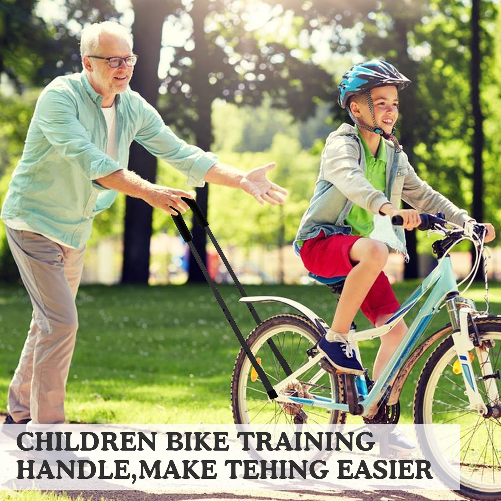 Bicicletta per bambini scorrevole e bicicletta, aiuto per l'apprendimento, barra di scorrimento universale, accessorio robusto di qualità per biciclette per bambini e tricicicli (nero)