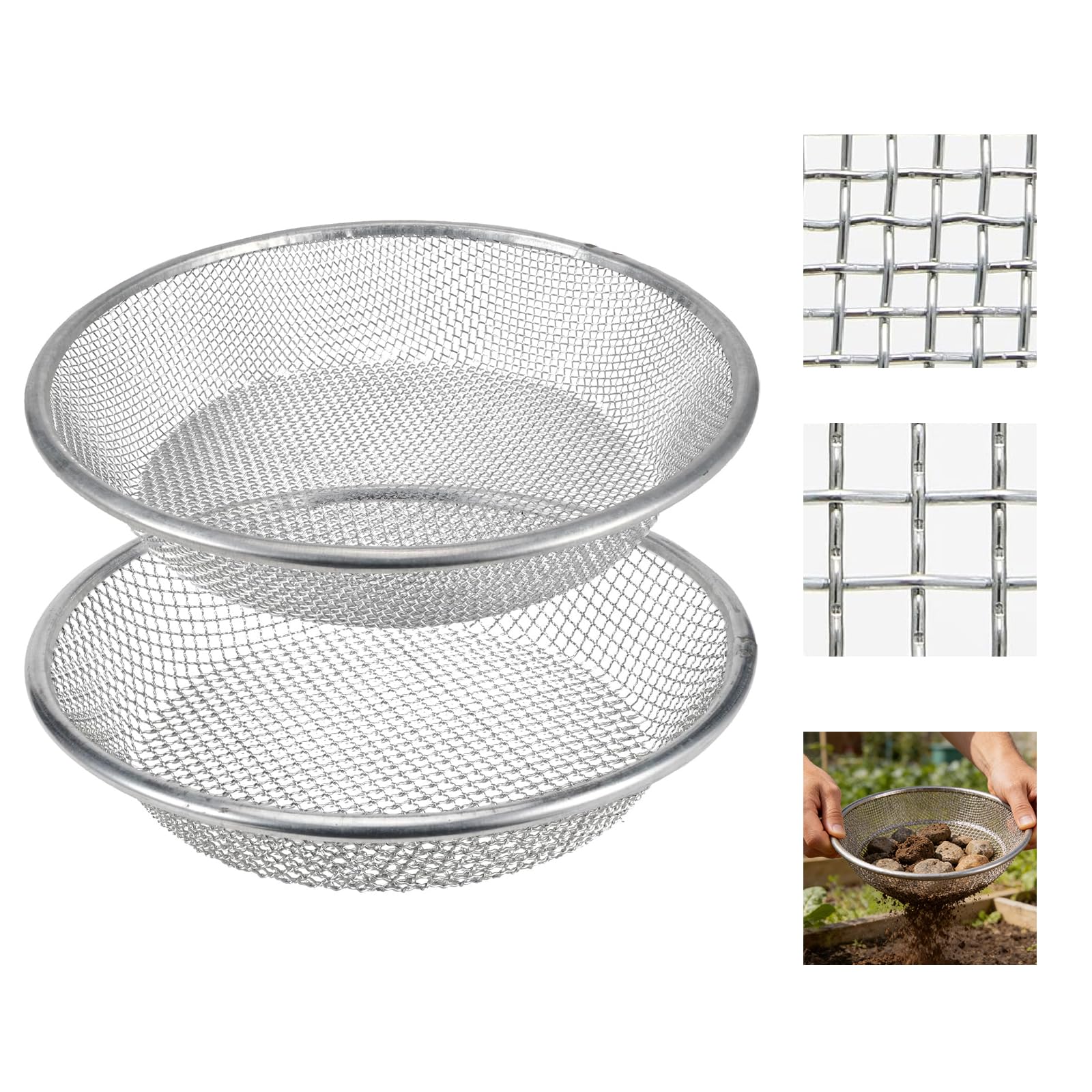 Tamis de Sol: 2 Pièces 3mm, 6mm Tamis Jardin Rond, Kompostsieb pour Tamiser la Terre, Le Compost et Les Semences